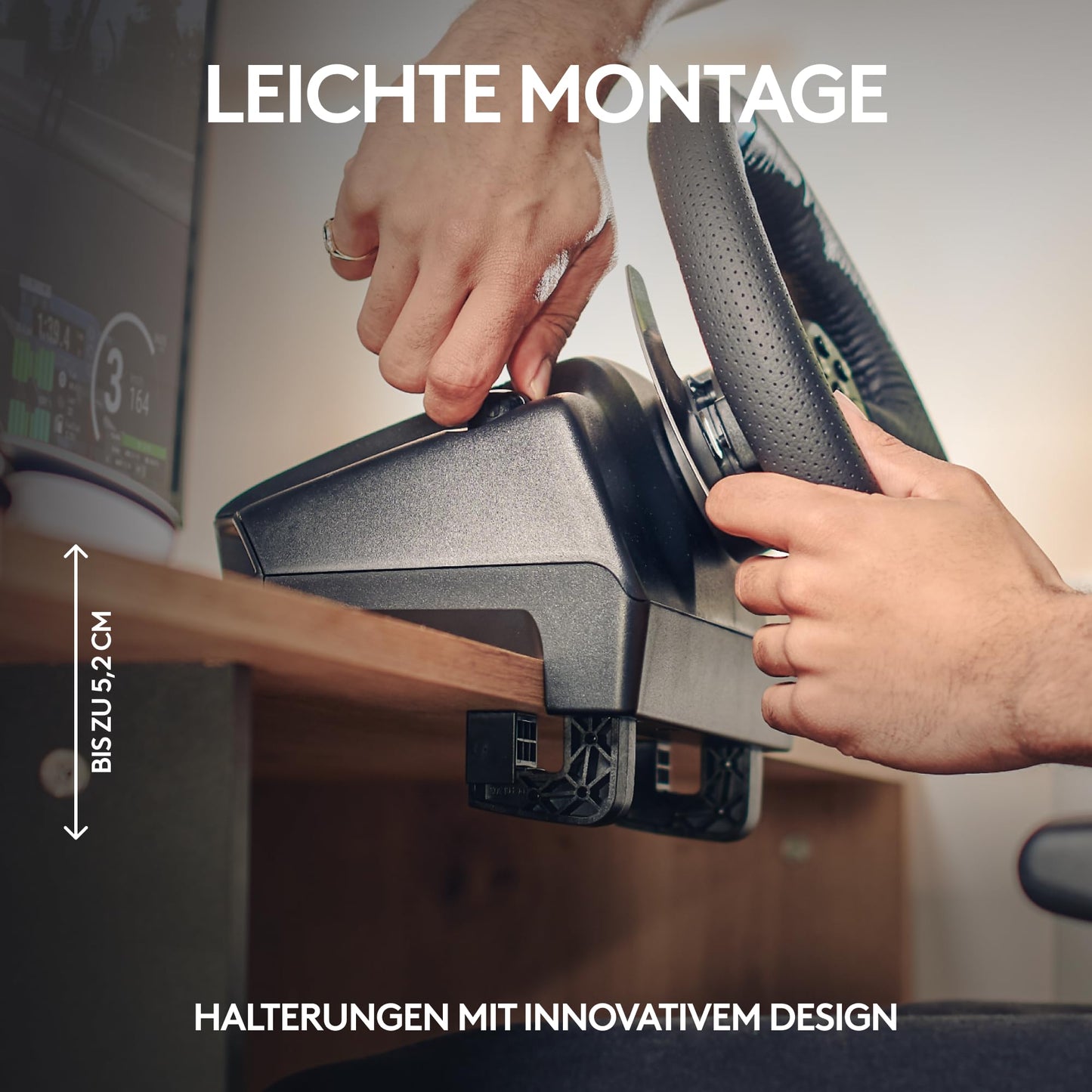 Gaming Rennlenkrad mit Force Feedback, 900° Lenkbereich & Pedale, Schwarz