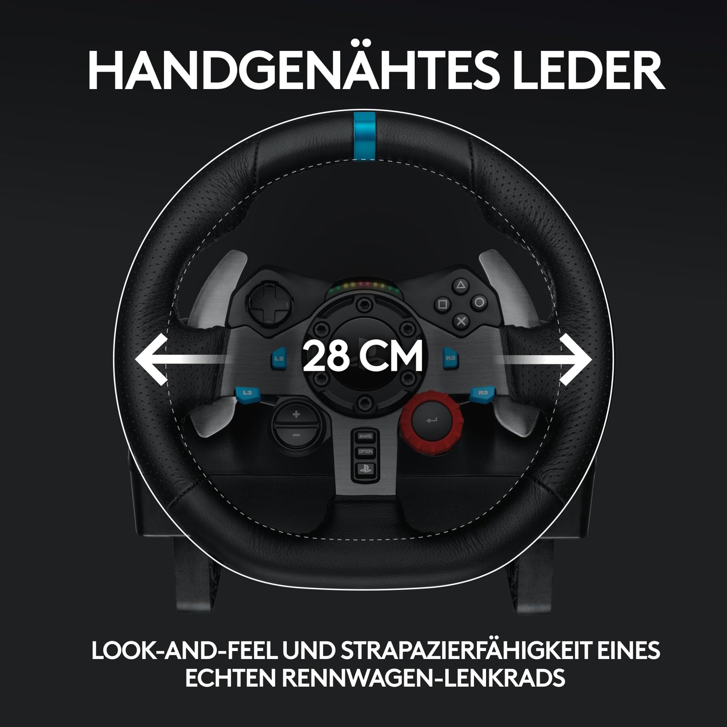 Gaming Rennlenkrad mit Force Feedback, 900° Lenkbereich & Pedale, Schwarz