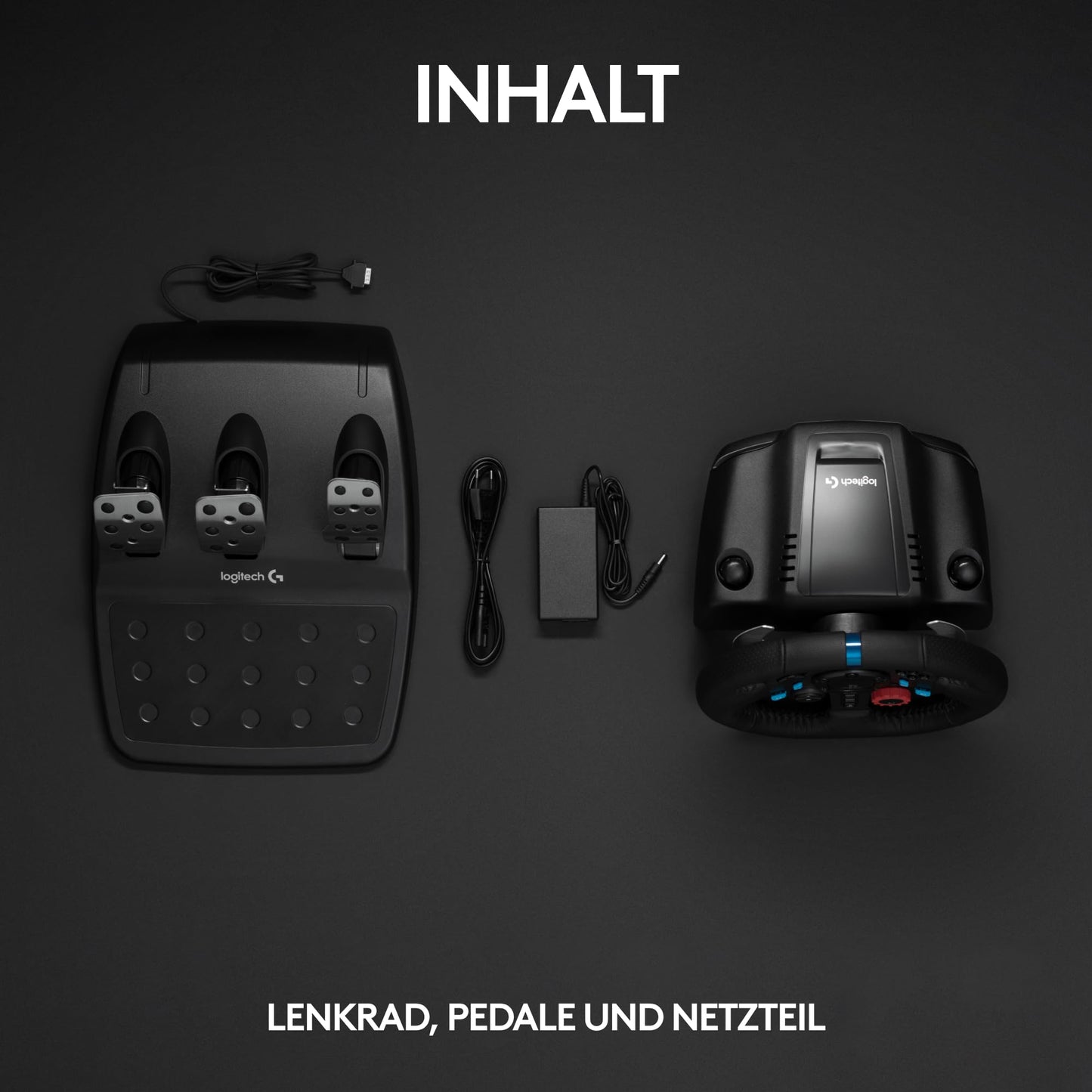 Gaming Rennlenkrad mit Force Feedback, 900° Lenkbereich & Pedale, Schwarz