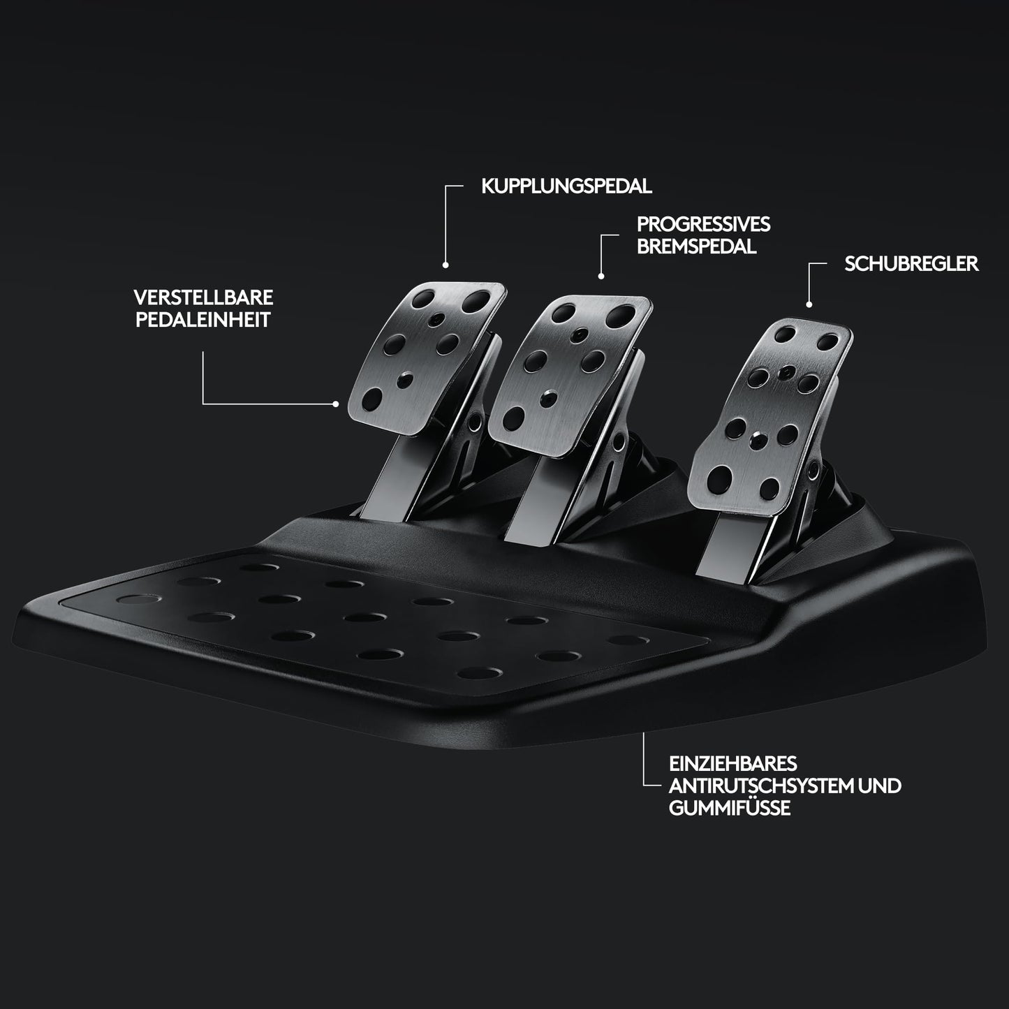 Gaming Rennlenkrad mit Force Feedback, 900° Lenkbereich & Pedale, Schwarz