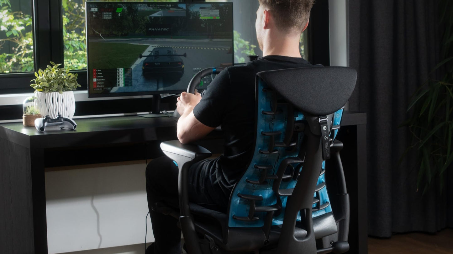 Gaming Rennlenkrad mit Force Feedback, 900° Lenkbereich & Pedale, Schwarz