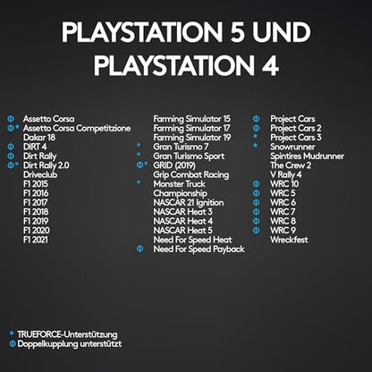 Gaming Rennlenkrad mit Force Feedback, 900° Lenkbereich & Pedale, Schwarz