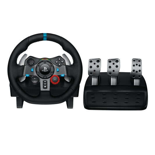 Gaming Rennlenkrad mit Force Feedback, 900° Lenkbereich & Pedale, Schwarz