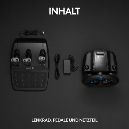 Gaming Rennlenkrad mit Force Feedback, 900° Lenkbereich & Pedale, Schwarz