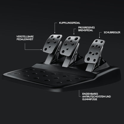 Gaming Rennlenkrad mit Force Feedback, 900° Lenkbereich & Pedale, Schwarz